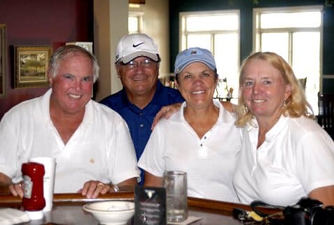 John, Janice, Pete, and Bunny at the 19th hole after a round at Oxmoor Valley