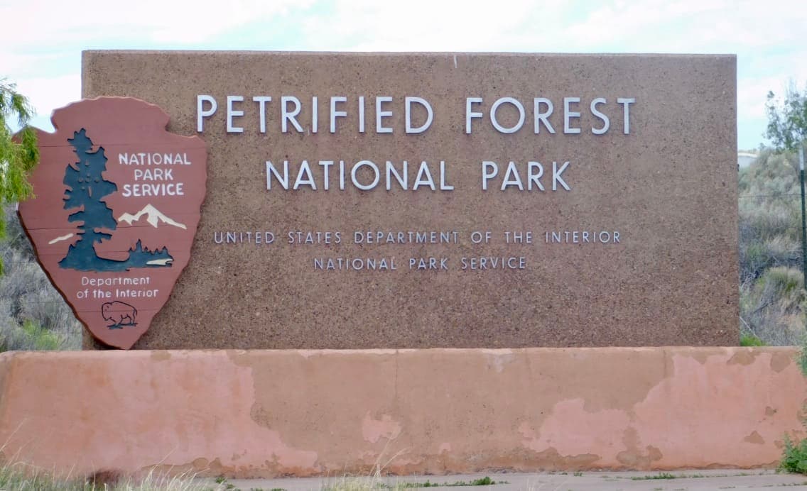 The Petrified Forest National Park sign