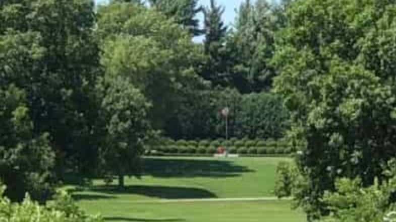 The view from Herbert Hoover's birthplace to his gravesite