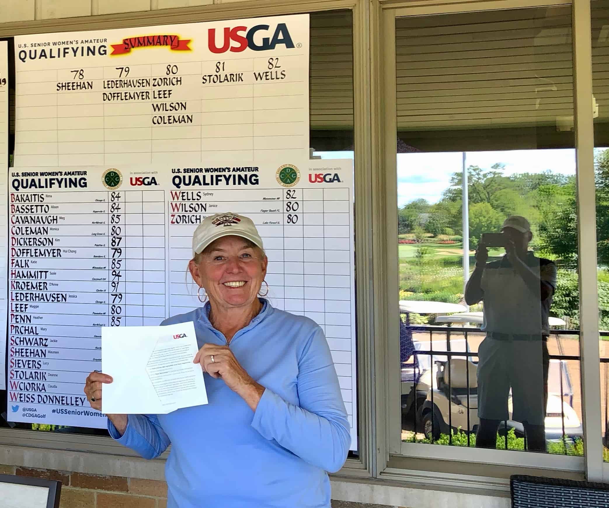 Janice with her USGA Senior Women's Amateur qualifying letter