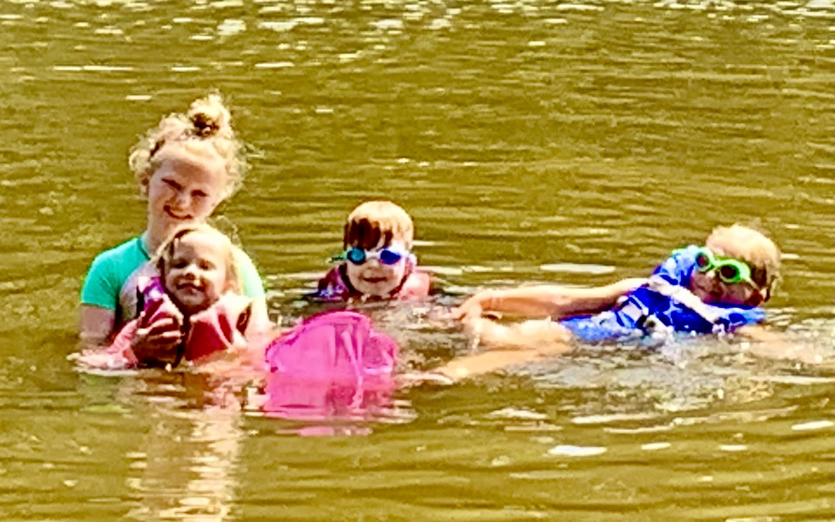 Izzy, Liza, Collin and Finley at Lake Rodgers